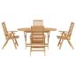 Preview: 5-teiliges Gartendining-Set klappbar aus massivem Teakholz, Gartenstühle 2 Stück Massivholz Teak
