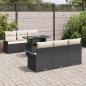 Preview: 7-teiliges Garten-Sofa-Set mit Kissen Schwarz Poly-Rattan, 2-Sitzer Garten-Sofa mit Stauraum & Kissen Schwarz Poly-Rattan