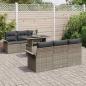 Preview: 7-teiliges Garten-Sofaset Grau mit Kissen aus Poly-Rattan, 2-Sitzer Garten-Sofa Grau mit Stauraum & Kissen aus Poly-Rattan