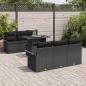 Preview: 7-teiliges Garten Sofa Set mit Kissen Schwarz Poly Rattan, 2-Sitzer Garten Sofa mit Stauraum & Kissen Schwarz Poly Rattan