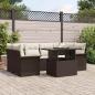 Preview: ARDEBO.de - 7-teiliges Garten-Sofa-Set mit Kissen aus braunem Poly-Rattan, 2-Sitzer Garten-Sofa mit Stauraum & Kissen aus braunem Poly-Rattan