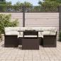 Preview: 7-teiliges Garten-Sofa-Set mit Kissen aus braunem Poly-Rattan, 2-Sitzer Garten-Sofa mit Stauraum & Kissen aus braunem Poly-Rattan