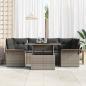 Preview: 7-teiliges Garten-Sofaset mit Kissen Grau Poly Rattan, 2-Sitzer Garten-Sofa mit Stauraum & Kissen Grau Poly Rattan