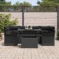 Preview: 7 teilige Garten Sofagarnitur mit Kissen Schwarz Poly Rattan, 2-Sitzer Garten Sofa mit Stauraum & Kissen Schwarz Poly Rattan