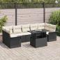 Preview: ARDEBO.de - 8-teiliges Garten-Sofa-Set mit Kissen Schwarz Poly Rattan, 2-Sitzer Garten-Sofa mit Stauraum & Kissen Schwarz Poly Rattan