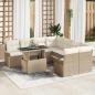 Preview: ARDEBO.de - 9-teiliges Garten Sofa Set mit Kissen Beige Poly Rattan, 2-Sitzer Garten Sofa mit Stauraum & Kissen Beige Poly Rattan
