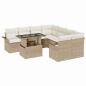 Preview: 9-teiliges Garten Sofa Set mit Kissen Beige Poly Rattan, 2-Sitzer Garten Sofa mit Stauraum & Kissen Beige Poly Rattan