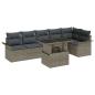 Preview: ARDEBO.de - 7-teiliges Garten-Sofa-Set mit Kissen Grau Poly-Rattan, 2-Sitzer Garten-Sofa mit Stauraum & Kissen Grau Poly-Rattan