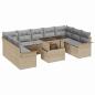 Preview: ARDEBO.de - Gartensofa-set 10 stk. Beige Poly Rattan