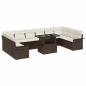 Preview: ARDEBO.de - Gartensofa-set mit Kissen mit Kissen 11 pcs Braun Poly Rattan