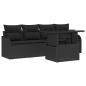 Preview: 5-teiliges Garten Sofa Set mit Kissen Schwarzes Poly-Rattan, 2-Sitzer Garten Sofa mit Stauraum & Kissen Schwarzes Poly-Rattan