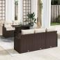 Preview: ARDEBO.de - 6-teiliges Garten Sofa Set mit Kissen Braun Poly Rattan, 2-Sitzer Garten Sofa mit Stauraum & Kissen Braun Poly Rattan