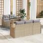 Preview: ARDEBO.de - 6-teiliges Garten Sofa Set mit Kissen Beige Poly Rattan, 2-Sitzer Garten Sofa mit Stauraum & Kissen Beige Poly Rattan