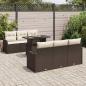 Preview: 7-teiliges Garten Sofa Set mit Kissen Braunes Poly Rattan, 2-Sitzer Garten Sofa mit Stauraum & Kissen Braunes Poly Rattan