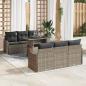 Preview: ARDEBO.de - 7-teiliges Garten-Sofa-Set mit Kissen Grau Poly Rattan, 2-Sitzer Garten-Sofa mit Stauraum & Kissen Grau Poly Rattan