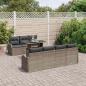 Preview: 8-teiliges Garten Sofa Set mit Kissen Grau Poly Rattan, 2-Sitzer Garten Sofa mit Stauraum & Kissen Grau Poly Rattan