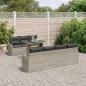 Preview: 8-teiliges Garten Sofa Set mit Kissen Hellgrau Poly Rattan, 2-Sitzer Garten Sofa mit Stauraum & Kissen Hellgrau Poly Rattan