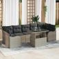 Preview: ARDEBO.de - 8-teiliges Garten-Sofa-Set mit Kissen Hellgrau Poly-Rattan, 2-Sitzer Garten-Sofa mit Stauraum & Kissen Hellgrau Poly-Rattan