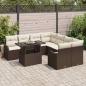 Preview: 9-teiliges Garten Sofa Set mit Kissen Braun Poly Rattan, 2-Sitzer Garten Sofa mit Stauraum & Kissen Braun Poly Rattan