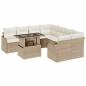 Preview: 9-teiliges Garten Sofa Set mit Kissen Beige Poly Rattan, 2-Sitzer Garten Sofa mit Stauraum & Kissen Beige Poly Rattan