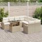 Preview: 9-teiliges Garten Sofa Set mit Kissen Beige Poly Rattan, 2-Sitzer Garten Sofa mit Stauraum & Kissen Beige Poly Rattan