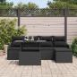 Preview: 6-teiliges Garten-Sofa-Set mit Kissen Schwarz Poly-Rattan, 2-Sitzer Garten-Sofa mit Stauraum & Kissen Schwarz Poly-Rattan