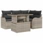 Preview: 5-teiliges Garten Sofa Set mit Kissen Hellgrau Poly Rattan, 2-Sitzer Garten Sofa mit Stauraum & Kissen Hellgrau Poly Rattan