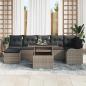 Preview: 8-teiliges Garten Sofa Set mit Kissen Grau Poly Rattan, 2-Sitzer Garten Sofa mit Stauraum & Kissen Grau Poly Rattan