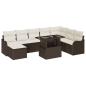 Preview: 9-teiliges Garten Sofa Set mit Kissen in Braun aus Poly Rattan, 2-Sitzer Garten Sofa mit Stauraum & Kissen in Braun aus Poly Rattan