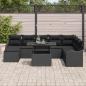 Preview: 9-teiliges Garten Sofaset mit Kissen Schwarz Poly Rattan, 2-Sitzer Garten Sofa mit Stauraum & Kissen Schwarz Poly Rattan