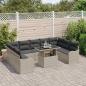 Preview: 10-teiliges Garten Sofa Set mit Kissen Hellgrau Poly Rattan, 2-Sitzer Garten Sofa mit Stauraum & Kissen Hellgrau Poly Rattan