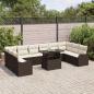 Preview: 11-teiliges Garten Sofa Set mit Kissen braunes Poly Rattan, 2-Sitzer Garten Sofa mit Stauraum & Kissen braunes Poly Rattan
