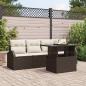 Preview: ARDEBO.de - 5-teiliges Garten-Sofa Set mit Kissen Braun Poly-Rattan, 2-Sitzer Garten-Sofa mit Stauraum & Kissen Braun Poly-Rattan