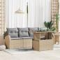 Preview: ARDEBO.de - 5-teilige Garten Sofa Set mit Kissen Beige Poly Rattan, 2-Sitzer Garten Sofa mit Stauraum & Kissen Beige Poly Rattan