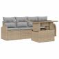 Preview: 5-teilige Garten Sofa Set mit Kissen Beige Poly Rattan, 2-Sitzer Garten Sofa mit Stauraum & Kissen Beige Poly Rattan