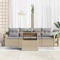 Preview: 5-teilige Garten Sofa Set mit Kissen Beige Poly Rattan, 2-Sitzer Garten Sofa mit Stauraum & Kissen Beige Poly Rattan