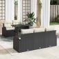 Preview: ARDEBO.de - 6-teiliges Garten Sofa Set mit Kissen Schwarz Poly Rattan, 2-Sitzer Garten Sofa mit Stauraum & Kissen Schwarz Poly Rattan