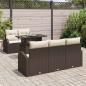 Preview: 6-teiliges Garten-Sofa-Set mit Kissen aus braunem Poly-Rattan, 2-Sitzer Garten-Sofa mit Stauraum & Kissen aus braunem Poly-Rattan
