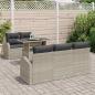 Preview: 6-teiliges Garten Sofa Set mit Kissen Hellgrau Poly Rattan, 2-Sitzer Garten Sofa mit Stauraum & Kissen Hellgrau Poly Rattan