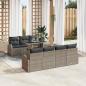 Preview: ARDEBO.de - 8-teiliges Garten Sofa Set mit Kissen Graues Poly Rattan, 2-Sitzer Garten Sofa mit Stauraum & Kissen Graues Poly Rattan