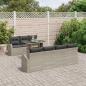 Preview: 8-teiliges Garten Sofa Set mit Kissen Hellgrau Poly Rattan, 2-Sitzer Garten Sofa mit Stauraum & Kissen Hellgrau Poly Rattan