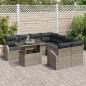 Preview: 9-teiliges Garten Sofa Set mit Kissen Grau Poly Rattan, 2-Sitzer Garten Sofa mit Stauraum & Kissen Grau Poly Rattan