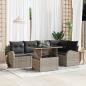 Preview: ARDEBO.de - 6-teiliges Gartensofa Set mit Kissen Grau Poly Rattan, 2-Sitzer Gartensofa mit Stauraum & Kissen Grau Poly Rattan