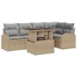 Preview: 6-teiliges Garten-Sofaset mit Kissen Beige Poly Rattan, 2-Sitzer Garten-Sofa mit Stauraum & Kissen Beige Poly Rattan