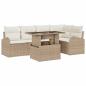 Preview: ARDEBO.de - 6-teiliges Garten Sofa Set mit Kissen Beige Poly Rattan, 2-Sitzer Garten Sofa mit Stauraum & Kissen Beige Poly Rattan