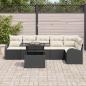 Preview: 7-teiliges Garten Sofa Set mit Kissen Schwarz Poly Rattan, 2-Sitzer Garten Sofa mit Stauraum & Kissen Schwarz Poly Rattan