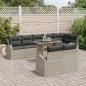 Preview: 9-teiliges Garten Sofa Set mit Kissen Hellgrau Poly Rattan, 2-Sitzer Garten Sofa mit Stauraum und Kissen Hellgrau Poly Rattan