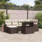Preview: ARDEBO.de - 7-teiliges Garten-Sofa-Set mit Kissen aus braunem Poly-Rattan, 2-Sitzer Garten-Sofa mit Stauraum & Kissen in braunem Poly-Rattan