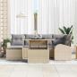 Preview: 7-teilige Gartensofa-Set mit Kissen Beige Poly Rattan, 2-Sitzer Gartensofa mit Stauraum & Kissen Beige Poly Rattan