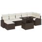 Preview: 8-teiliges Garten Sofa Set mit Kissen Braun Poly Rattan, 2-Sitzer Garten Sofa mit Stauraum & Kissen Braun Poly Rattan
